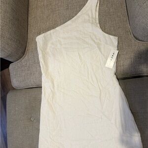 La Hearts White One-Shoulder Linen-Blend Dress purchased at pac sun